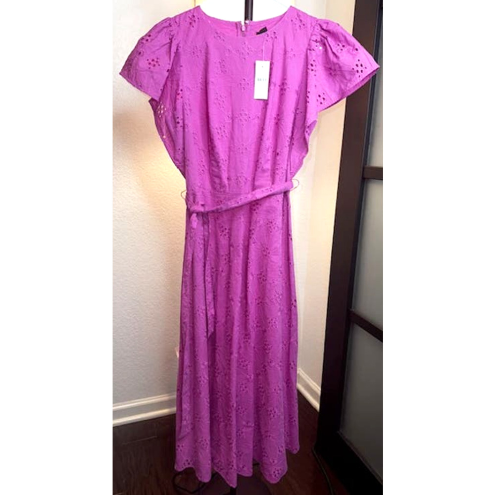 NWT Eyelet Flutter Sleeve Midi Dress, size 0